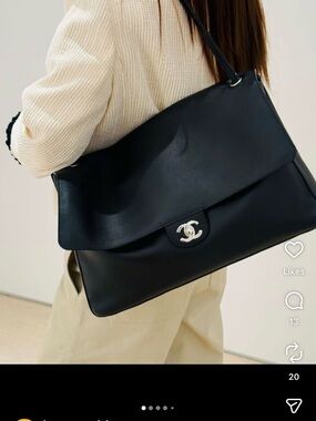 Chanel Maxi "Souplissimo" Large Flap Bag Black Caviar Silver Hardware
